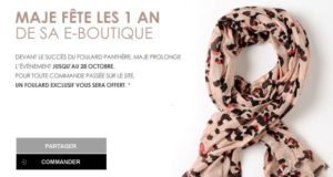 Maje offre un foulard panthère pour tout achat sur son e-boutique qui fête ses 1 an maje1