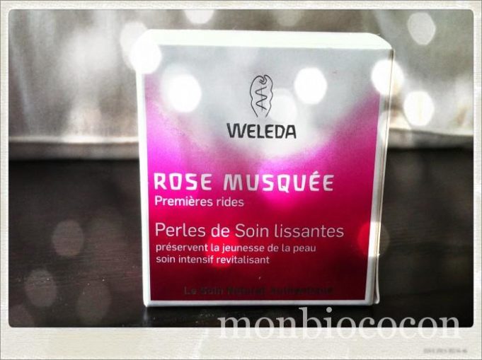 Test des perles à la rose musquée by Weleda sur ma beautiful peau perles-rose