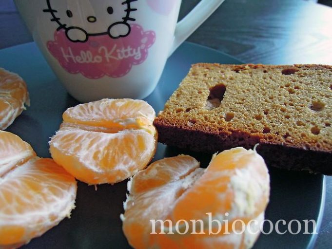 16h00: c’est l’heure de prendre mon gouter. Oui mais en mode hiver. pain d'épices-clémentines-gouter bio