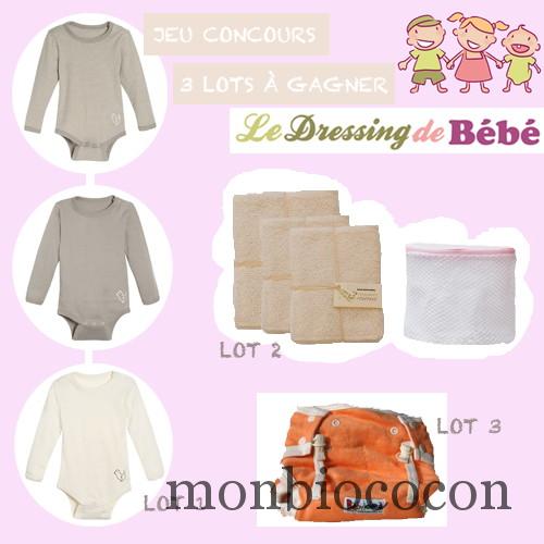 JEU CONCOURS SUR LE BLOG: 3 lots à gagner pour des bébés bio avec Le Dressing de Bébé jeu-concours-le-dressing-de-bébé-vêtements-coton-bio