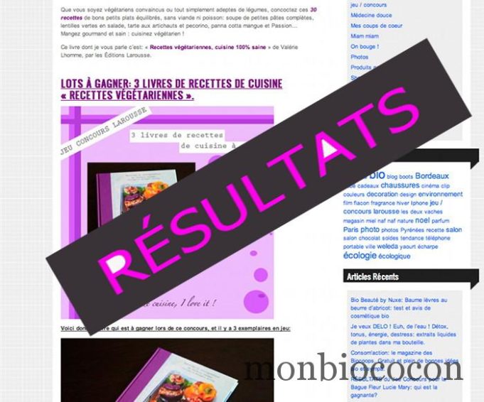 Résultats du Jeu Concours Larousse pour gagner 3 livres de recettes végé, qui a gagné? résultats-concours-larousse-0