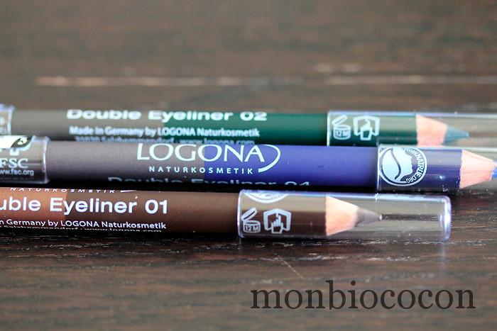 LOGONA crayon yeux Double Eyeliner bleu, vert et marron: test et avis de maquillage bio
