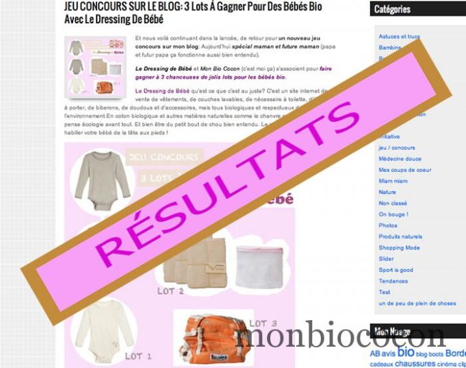 Résultats Du Jeu Concours Le Dressing de Bébé, Qui A Gagné et qui a remporté quoi ? résultats-concours-le-dressing-de-bébé