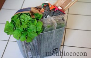 Bonjour ! je fais mes courses en vélo, et je consomme BIO