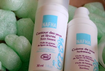 Test et avis des cosmétiques bio NAFHA: Crème de jour hydratante + Contour des yeux et lèvres