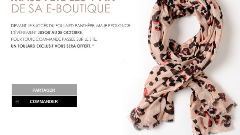 Maje offre un foulard panthère pour tout achat sur son e-boutique qui fête ses 1 an